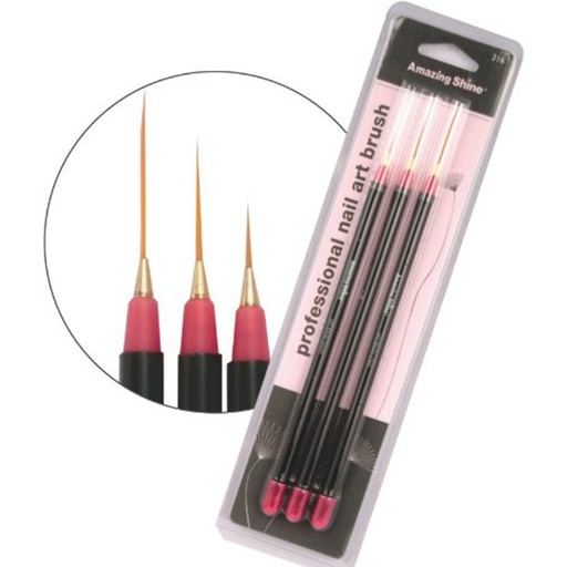Amazing Shine Professional 3 Piece Nail Art Brush Set