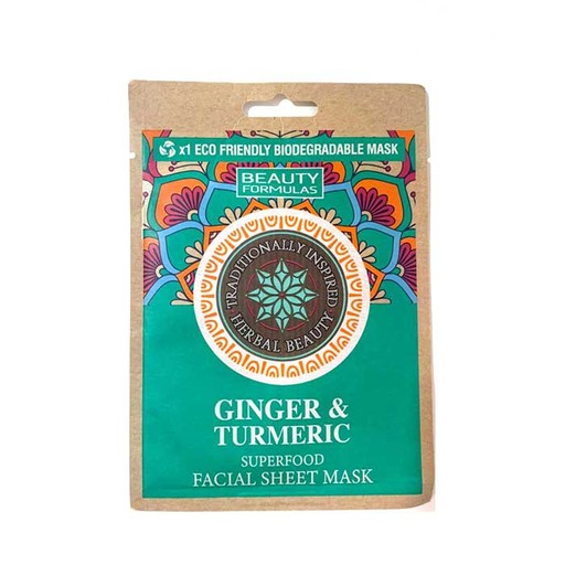 Beauty Formulas Biodegradable paper mask Superfood Ginger & Turmeric