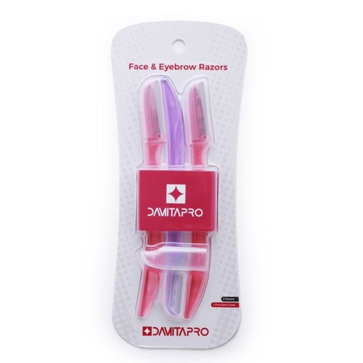 طقم شفرات للوجه والحواجب 3 شفرات + اداة تحديد DAMRAZOR000003