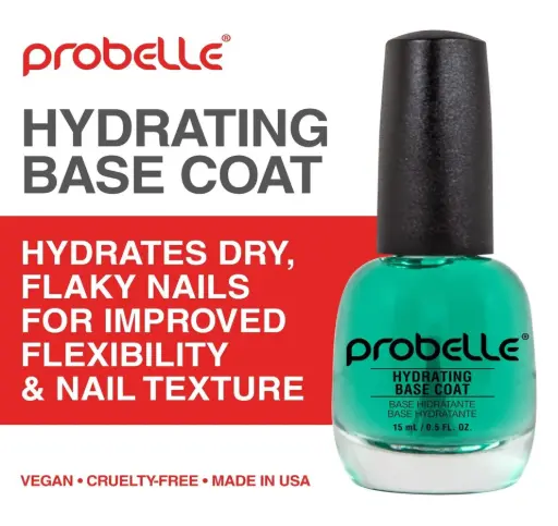 Probelle Hydrating Base Coat for Dry and Brittle Nails, Instant Moisturizer