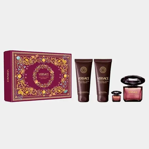 Versace Bright Crystal Noir Set 90ML EDP + Shower Gel + Body Lotion + 5 ML EDP