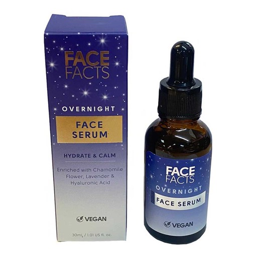 Face Facts Hyaluronic Acid Overnight Face Serum Plump & Hydrate For Younger Skin 30ML