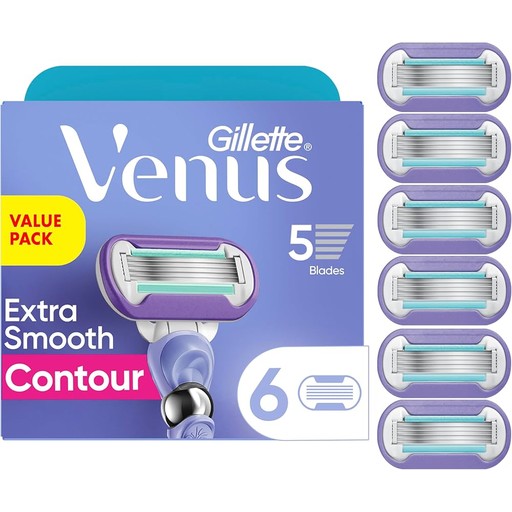 Gillette Venus Swirl Women's Razor, Soft Close Shave, 1 x Razor + 6 Official Blades