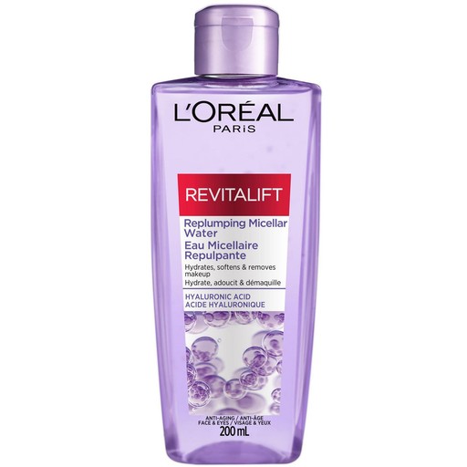LOreal Paris Revitalift Replumping Micellar Water Face Wash Cleanser and Make Up Remover with Hyaluronic Acid 200ml